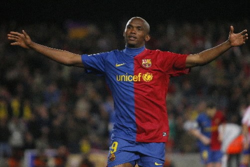 Samuel Eto'o en action avec le FC Barcelone